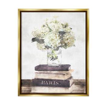 Stupell Industries Neutral Grey And Rose Gold Fashion Bookstack Gold  Floater Framed Canvas Wall Art, 16 X 20 : Target