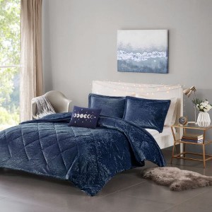 Sapphtopaz 3-Piece Blush Crushed Velvet Comforter Set, Diamond Quilted Twin/Twin XL Quilt Set with Shams & Decorative Pillow - 1 of 4