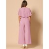 INSPIRE CHIC Women's Casual Dressy Cape Ruffle Sleeve Tie Waist Wide Leg Jumpsuits - 3 of 4