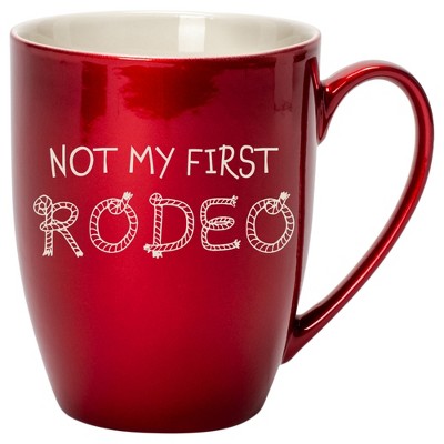 100 North Rope Design 10 Ounce Cardinal Red Metallic Finish, Comfortably Fits Your Hands, New Bone China Coffee Tea Cup Mug, Not My First Rodeo