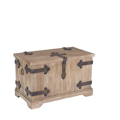 Victorian Style Brown Fir Wood Storage Trunk Set