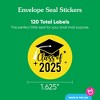 Big Dot of Happiness Class of 2025 Yellow Grad Party Envelope Seal Stickers, Round Circle Stickers to Seal Cards, Graduation Envelope Seals, 120 Count - 3 of 4