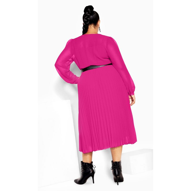Women's Plus Size Precious Pleat Dress - sangria | CITY CHIC, 4 of 7