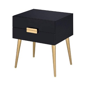 Royal Hampton Square End Table with Drawers, Black & Gold - 1 of 4
