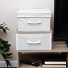 Household Essentials Stacking Storage Boxes with Laminate Top Coastal Oak: MDF Decorative Storage with Lids, Off-White - 4 of 4