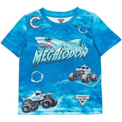 Monster Jam Megalodon Monster Truck Little Boys T Shirt Tie Dye Blue 6