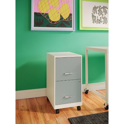 Pearl White and Platinum 18" Steel Mobile Filing Cabinet