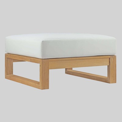 Upland Teak Outdoor Patio Ottoman - Natural White - Modway