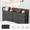 Linen Upholstered Bed Frame with Storage Headboard and 2 Drawers, Platform Bed with Built-in Charging Station, Heavy Duty, No Box Spring Needed - 3 of 4
