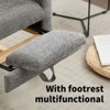PAGED Modern Rocking Chair, Wooden Accent Chair with Retractable Footrest and Side Pocket, Reading Chair for Bedroom, Living Room - 3 of 4