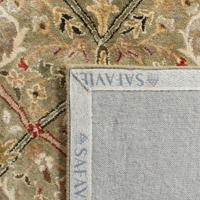 Light Green and Rust Hand-Tufted Wool Runner Rug