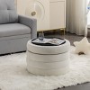 Round Storage Ottoman Bench, Upholstered Circle Ottoman with Reversible Lid for Living Room or Bedroom – Cuddlewood - 2 of 4