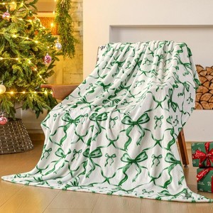 Lomsoe Christmas Bow Throw Blanket Red Blanket Flannel Soft Cute Christmas Bow Xmas Room Decor Gifts for Sofa Couch Travel Bed. - 1 of 4