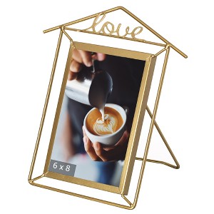 Fabulaxe Decorative Gold Metal Floating Picture Frame Vertical & Horizontal Photo Display with Easel Back - 1 of 4