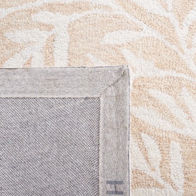 Ivory Floral Handmade Wool Tufted Square Area Rug