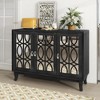 VYNXARIA Sideboard with Glass Doors, 3 Door Mirrored Buffet Cabinet with Silver Handle for Living Room, Hallway, Dining Room (Black) - 4 of 4