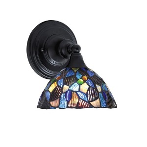 Toltec Lighting Any 1 - Light Sconce in  Matte Black with 7" Blue Mosaic Art Glass Shade - 1 of 1