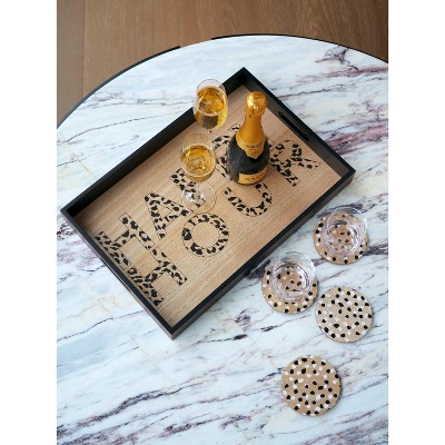 Shiraleah Black Rectangle "Happy Hour" Tray