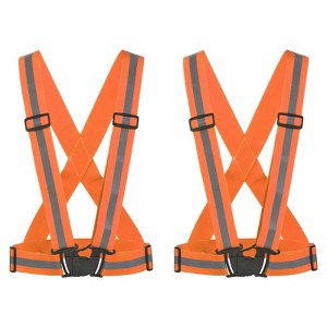 Unique Bargains Reflective Vest Adjustable High Visibility Safety Vest for Cycling Running Walking 2Pcs - 1 of 4
