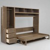 Full Size Murphy Bed with Wardrobe, Drawers, Shelves and Folding Desk, Space-Saving Wall Bed in Antique Wood Finish - 4 of 4