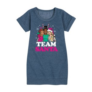 - Barbie - Holidays & Christmas Graphic Short Sleeve Fleece Dress - 1 of 4