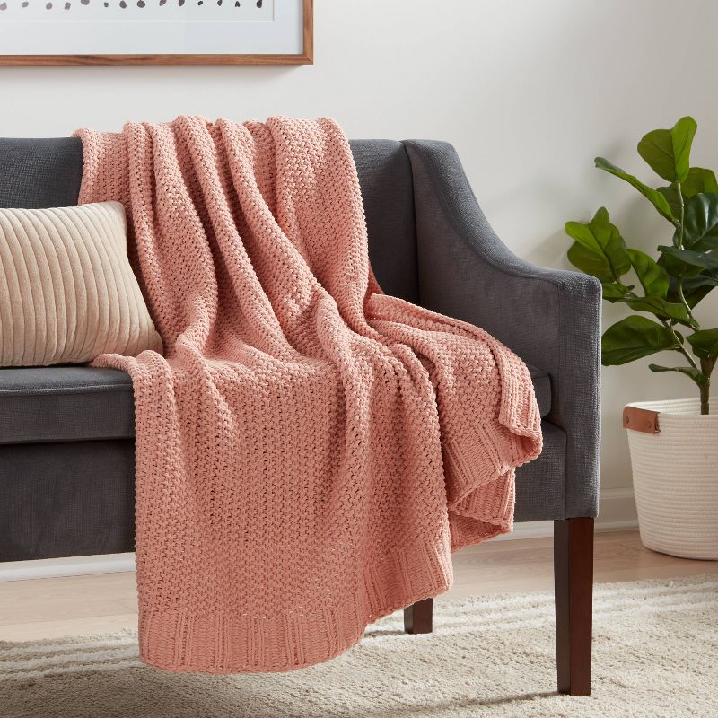 Solid Chenille Knit Throw Blanket - Threshold™, 3 of 13