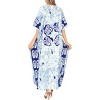 LA LEELA Women's Summer Batik Caftan House Dashiki Dress Kaftan Loungewear Nightshirts for Women Sleepwear Plus size 2X-3X Blue, Tie Dye Design - 3 of 3
