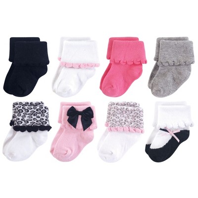 Luvable Friends Baby Girl Socks Set, Light Pink White, 0-6 Months