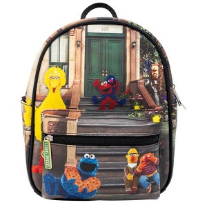 Sesame street, Cookie Monster & Elmo Mini Cosplay PU Backpack Purse, Shoulder Bag with Epoxy Filled Metal Sesame Street, 10.5 Inch, Faux Leather - 1 of 4