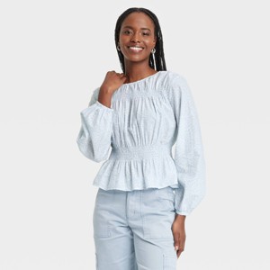 Women's Long Sleeve Peplum Blouse - Universal Thread™ - 1 of 3