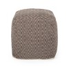 Amuleto Hand - Loomed Cotton Pouf, Dark Grey and Brown - 2 of 4