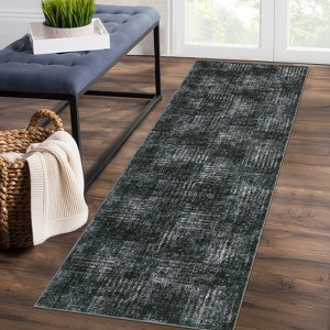 Modern Abstract Area Rug Washable Rug with Non Slip Rubber Backing - 1 of 4