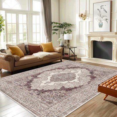 ABYNOW 8x10 Machine Washable Area Rug – Modern Abstract Soft Low-Pile Carpet with Non-Slip Backing for Living Room & Bedroom