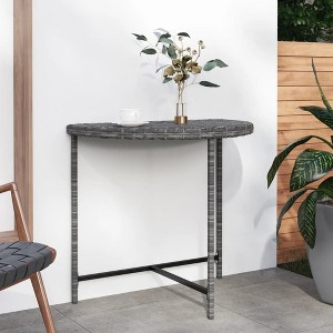 vidaXL Tea Table Black 16.3"x16.3"x16.9" Poly Rattan and Tempered Glass - 1 of 4