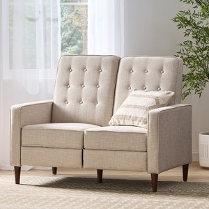 Christopher Knight Home Denison Upholstered Tufted  Loveseat Pushback Recliner - 1 of 4