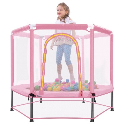 Belatt 55" Toddler Trampoline with Safety Enclosure Net and Balls | Indoor/Outdoor Mini Trampoline for Kids | Fun, Safe, and Durable