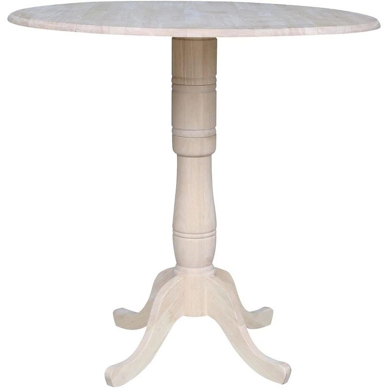International Concepts 42 inches Round Dual Drop Leaf Pedestal Table - 41.5 inchesH, Unfinished, 1 of 2