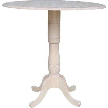International Concepts 42 inches Round Dual Drop Leaf Pedestal Table - 41.5 inchesH, Unfinished