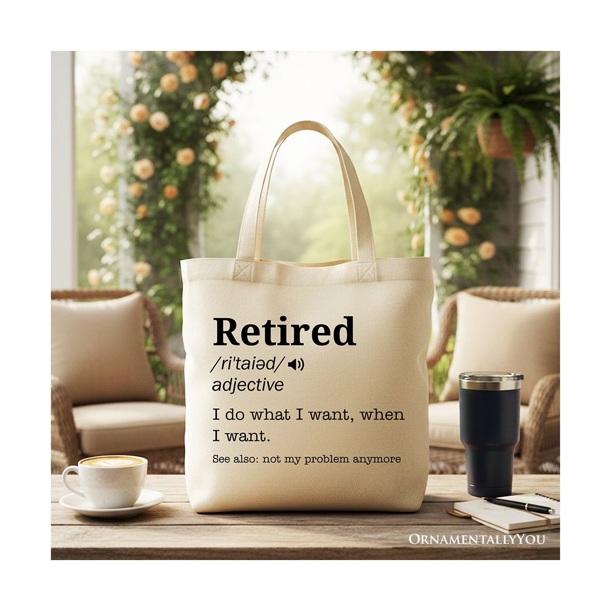 Retired Definition Canvas Tote Bag, Funny Retirement Gift Shopper for New Retirees and Unbothered Legends | OrnamentallyYou