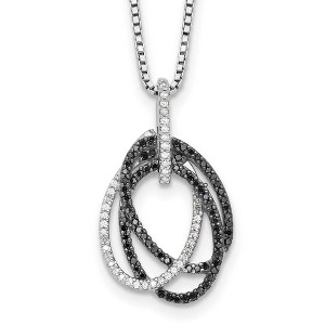 Black Bow Jewelry Black & White Diamond Triple Oval Necklace in Sterling Silver - 1 of 4