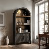 Vatros Mid-Century 3-Tier Arched Cabinet with Door, Arched Bookshelf Cabinet with Open Display Storage Shelf - 2 of 4