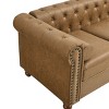 Velvet Three-Seat Chesterfield Sofa,Modern 3 Seater Couch with Nailhead Accents and Rolled Arms - The Pop Home - 4 of 4