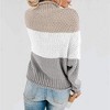 Womens Turtle Neck Sweaters Loose Fit Chunky Pullovers Half Brioche Knit Color Block Sweater Mock Neck Reverse Cuffed Warm Cozy Tops - 2 of 4