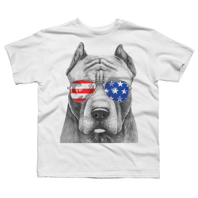 Boy's Design By Humans American Pitbull With Sunglasses By T-Shirt