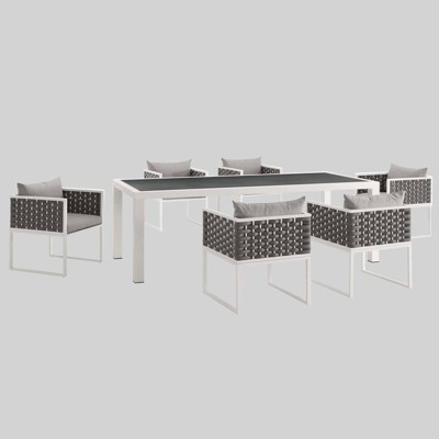  Stance 7pc Aluminum Patio Dining Set Gray - Modway 