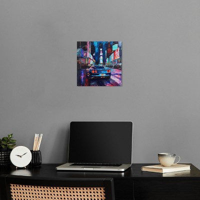 Night Drive Hustle Blue and Red Car Canvas Wall Art, 12" x 12"