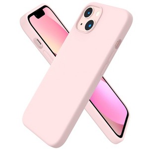 BONGEEK Compatible with iPhone 13 Case 6.1, Slim Liquid Silicone 3 Layers Full Covered Soft Gel Rubber Phone Case Protective Cover 6.1 Inch-Chalk Pink - 1 of 4