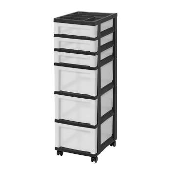 IRIS Drawer Storage Cart with Organizer Top Black