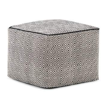 Dougan Square Moroccan Inspired Pouf Black/Natural Cotton - WyndenHall