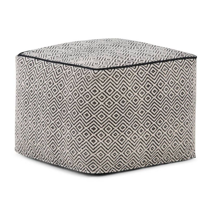 Dougan Square Moroccan Inspired Pouf Black/Natural Cotton - WyndenHall, 1 of 9